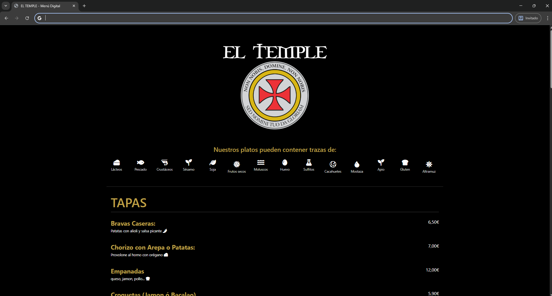 Imagen del proyecto menu digital